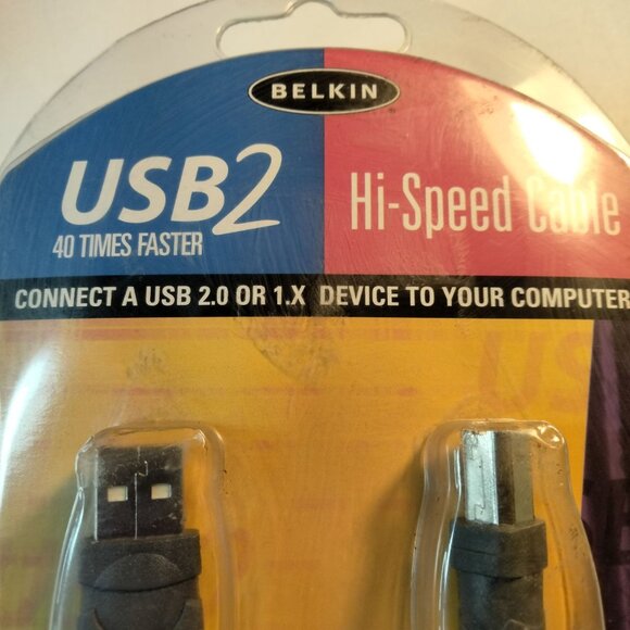 Belkin USB 2 Hi Speed Cable A Plug B Plug 480Mbps Compatible PC Macintosh - Picture 4 of 9